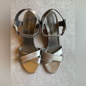 Stuart Weitzman Metallic Silver Sandals